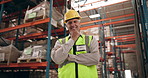 Logistics, warehouse and portrait of mature man with confidence for inventory, inspection or distribution. Smile, face and male person in factory for quality control, trust and pride in export safety