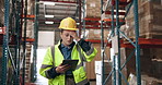Stress, warehouse and woman with tablet for logistics, online planning or inspection for inventory. Digital app, anxiety and girl in factory for quality control, deadline checklist or problem solving