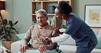 Senior, man and nurse with stethoscope for cardiology consultation with chest problem and pneumonia symptoms. Elderly patient, caregiver and heart check in nursing home for lung health and healthcare