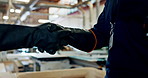 Carpentry, factory and people shaking hands in workshop for deal, agreement or welcome for onboarding. Warehouse, meeting and handshake at small business for woodwork, manufacturing and production