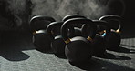 Kettlebell, gear and equipment for workout, fitness and exercise for health and wellness. Gym, studio or crossfit club for physical training, weight loss and competition body building with cardio
