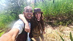 Hike, vlogging and live streaming with couple, online and eco travel adventure in Vietnam. Walking, influencer and streamer on organic, outdoor and NGO farm with volunteer of vlogger in nature