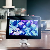 Table Front View Security Smart home, tablet and digital security system on table for house ...