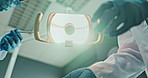 Dentist, light and pov with doctor in hospital for oral hygiene, service and medical consultation. Healthcare, dentistry and low angle with equipment at clinic for dental care, support or appointment
