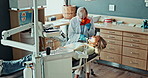 Dentist, woman and chair for teeth consultation or root canal treatment for cavity decay, tooth whitening or hygiene. Patient, instrument and light for oral healthcare or service job, gums or clinic