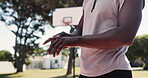 Athlete, hand and finger injury from outside workout, pain and accident from training. Carpal tunnel, strain or joint inflammation for African male person, park and outdoor and fitness or tendinitis