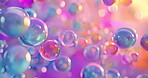 Wallpaper, colorful and liquid bubbles or balls as abstract, fantasy and magic with creativity or imagination. Background, creation and artistic with water drops or ballon shape as illustration