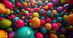 Colorful, background and 3d with abstract of bubble for creativity, shine and artistic design. Creative, wallpaper and graphic of balloon shape with texture for pattern, circle and floating backdrop