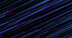 Creative, neon lights and stripe pattern with color for digital wallpaper, design or abstract overlay. Illumination, glow and geometric parallel lines with holographic art by dark black background.