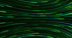 Creative, neon lights and stripe pattern with green color for digital wallpaper, design or abstract overlay. Illumination, glow and geometric lines with holographic art by dark black background.