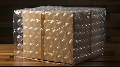 Logistics, delivery and box with bubble wrap on floor for ecommerce ...