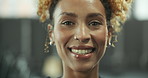 Gym, woman and athlete face of coach in fitness, wellness and health center for workout and job. Portrait, happy and confidence of personal trainer with smile and sport ready for training work