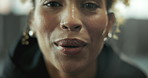 Face, fitness and smile with woman in gym for start of exercise, training or workout routine. Breathing, challenge and portrait of happy African person in health club for improvement or performance