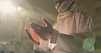 Praying, Islamic or person with open hands in mosque for spiritual reading, religious worship or closeup. Muslim man, palms or holy building for Gaza hope, faith and trust in community solidarity