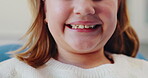 Smile, girl and dentist in clinic for dental health, closeup and mouth for toothache or braces. Teeth, happy and oral hygiene or wellness for female patient person, office or doctor for children