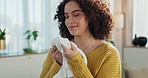 Woman, smell laundry and basket to fold clothes in home, hygiene and fresh linen aroma. Female person, breathe and housework tasks or sanitary, check fabric and cleaner or maid for fragrance scent