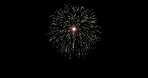 Fireworks, celebration and night with sparkle, glitter and festival explosion for event or new years. Black background, holiday and dark sky with party and display with lighting, show and magic 