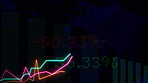 Stock market indicator, graph and overlay for financial sector, economy and exchange in dark background. Values, increase and digital representation for gdp, markets and growth in international trade