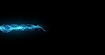 Animation, data stream and internet with blue particles on black background for communication. Download, future and graphic with cloud computing or information technology flow in dark cyberspace