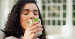 Woman, relax and mojito at hotel pool for holiday, happy and smile with glass, alcohol and laptop. Girl, break and gin cocktail at luxury resort for vacation, wellness and travel with tech in Bali