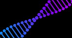 Dna, molecules and spiral science genes in studio for medical research with neon pattern. Virus, rna particles and technology abstract atom for genetic cells development by black background.