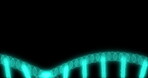 DNA, graphic and genetic blur with medical, molecule and genes data for healthcare research. Neon, virus and spiral of stem cell, science and helix for bio pattern with black background and mockup