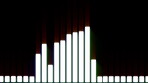 Stock market, data and bar graph on black background for growth, economic inflation, rates and financial expansion. Price increase, digital and chart information for cost, stats and profit trend.