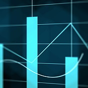 Digital, blue and lines of finance with bar graph for supply chain ...