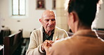 Belief, holding hands and people praying in church together for Christian religion, devotion or support. Faith, prayer and trust in God with Catholic pastor in holy temple for spiritual relationship