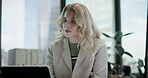 Career woman, corporate and tablet with computer for work, research and employee in business or company. Female person, tech and concentration in project management, administration or progress report