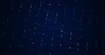 Binary, code and hologram on dark background for programming, data connection and technology. Overlay, digital wallpaper and dots, line and stream for software, cybersecurity and computer server