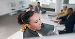 Presentation, meeting and woman with business people in boardroom for discussion, planning and project review. Corporate, teamwork and speaker with whiteboard for feedback, training and brainstorming