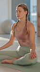 Woman, meditation and yoga fitness at house for spiritual healing, balance exercise and mindfulness of health. Girl, pilates and zen practice of calm performance, holistic care and wellness gratitude