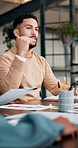 Explain, idea and meeting with business man in boardroom of office for discussion or planning. Brainstorming, conversation and design with employee team speaking in creative workplace for our vision