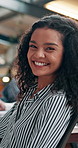 Face, business and woman in meeting, smile and planning for company mission, vision and startup. Portrait, person or employee with confidence, budget review or approval for funding increase in office