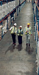 Group, people and inspection in warehouse for logistics, manufacturing and stock management for delivery. Team, quality control and packaging for freight, supply chain or shipping company in industry