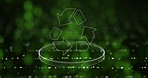 Recycling, sustainability and technology with icon in environment for environmentally friendly conservation. Agriculture, nature and renewable energy with holographic symbol on network for ecology