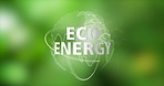 Green, sustainability and technology with eco energy icon for environmentally friendly conservation. Agriculture, farming and renewable energy with holographic symbol in earth globe for ecology