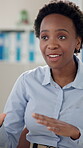 Black woman, doctor and consultation for explaining at office for patient diagnosis, advice and symptoms. Female person, specialist and cardiologist with paperwork or contract for surgery agreement