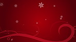 Christmas, card and poster with snowflake for invitation or advertising on red background. Empty graphic, curved line or animation of decor for winter holiday, new year or December on mockup space