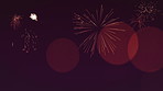 Fireworks, explosion and graphic for background with sparkle, burst and aesthetic for animation. Shine, glitter and celebration with particles for light, dots and glow for wallpaper with rockets