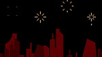 Fireworks, particles and graphic for background with sparkle, burst and aesthetic for animation. Shine, glitter and celebration with explosion for light, dots and glow for wallpaper with rockets