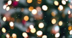 Bokeh, celebrate and falling snow effect for party, carnival or event as background on Christmas eve. Particles, texture and wallpaper with animation, digital motion and decor for holiday or vacation