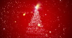 Christmas, star and tree for holiday, swirl and light for celebration, color and animation of card. Festival, design and invitation for event, glitter and dust with sparkle, wallpaper and creative