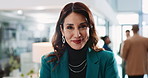 Face, mature and smile with business woman in corporate office for career growth or mission. About us, management and portrait with happy professional employee in workplace for company leadership