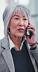 Mature woman, phone call and talking to investor, smile and feedback on financial report and tax preparation. Listening, schedule and planning of meeting, accountant and forecasting in office