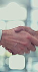 People, deal and handshake for partnership, thank you and business agreement with b2b success. Shaking hands, collaboration and corporate contract in workplace for teamwork, closeup and commitment