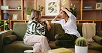 Woman, mature mom and advice on sofa, relax and bonding with questions, knowledge and chat in family home. People, mother and daughter with love, talking and listening with connection at apartment