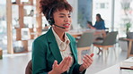 Woman, contact and career in call center for customer service, telemarketing and FAQ in office. Insurance agent, crm and headset at help desk for friendly advice, lead generation or technical support