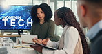 Business people, strategy and research in office for meeting, affirmative action and management project. Diversity, talking and research for discussion, development and inclusion brainstorming